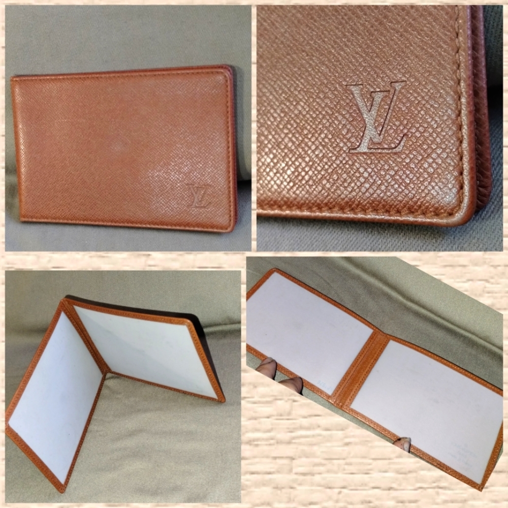 LOUIS VUITTON LEATHER BI-FOLD CARD/PHOTO HOLDER POCKET ORGANIZER ~ AUTHENTIC